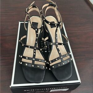 White House Black Market Black Strappy Sandals